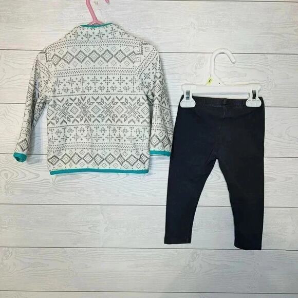 Carter’s fleece full zip jacket/Gymboree leggings toddler girls' Size 18-24 - Picture 2 of 6